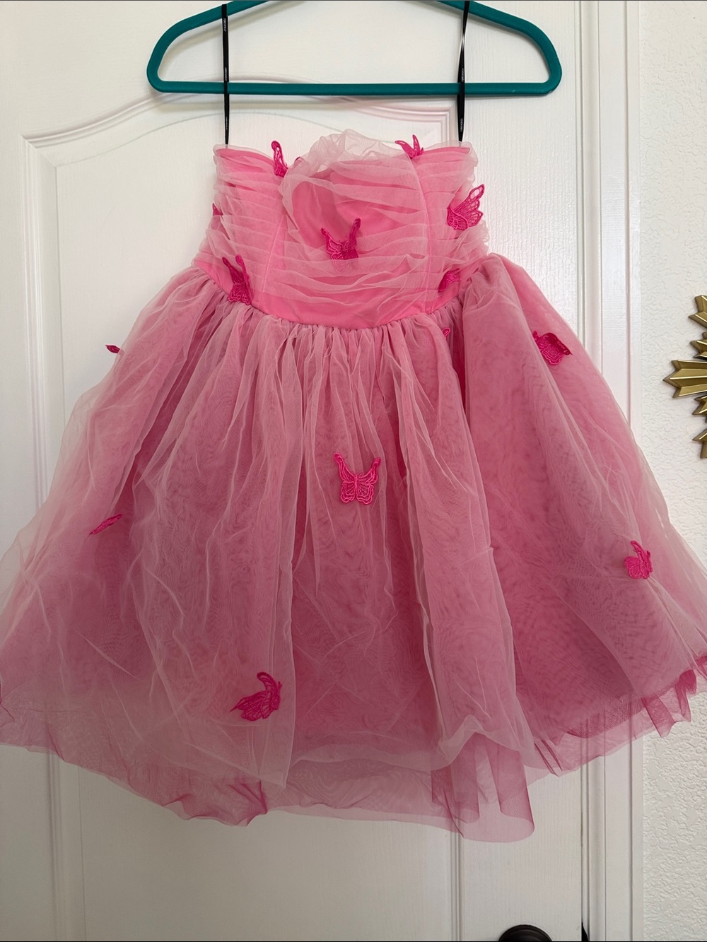 Forever 21 Pink Tulle Mini Dress with Butterfly Appliqués